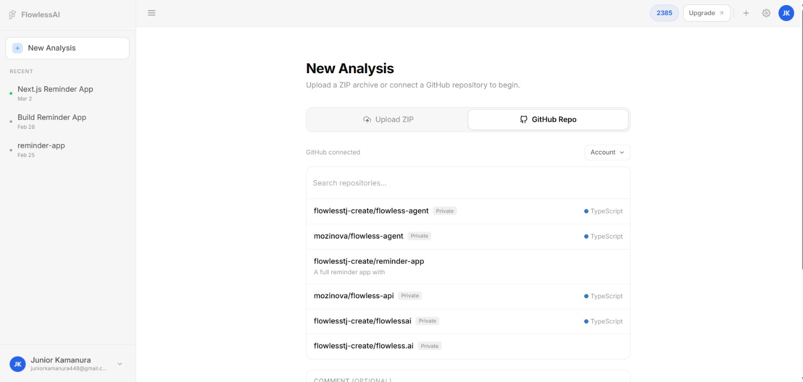 Connect your repository screenshot
